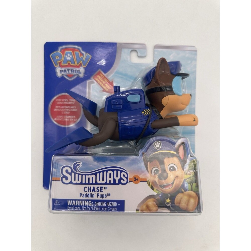 Paw Patrol CHASE Paddlin' Pups Bath Pool Water Toy Swimming Wind-Up Swimways